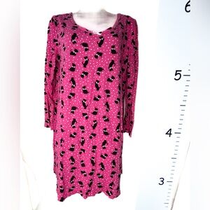 Charter Club Pink with Black‎ Scotties White Polka dots Nightgown Medium